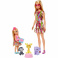 GTM82 Игровой набор Кукла Барби и Челси с питомцами жираф, слон и обезьянка