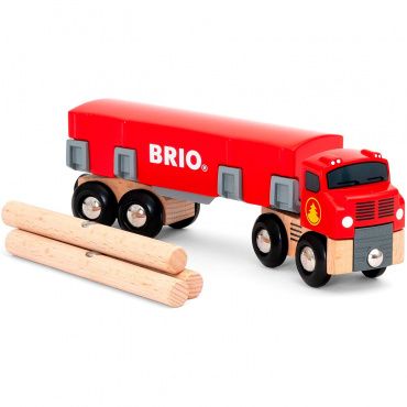 33657 BRIO Игрушка Грузовик для перевозки брёвен с грузом,блист.