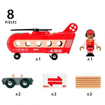 33886 BRIO Игрушка. Грузовой вертолёт с вагонами, 8 эл.