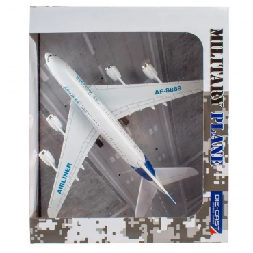 91011 Игрушка KiddieDrive Пассажирский самолет, с механизмом, свет /звук, 22см (металл)