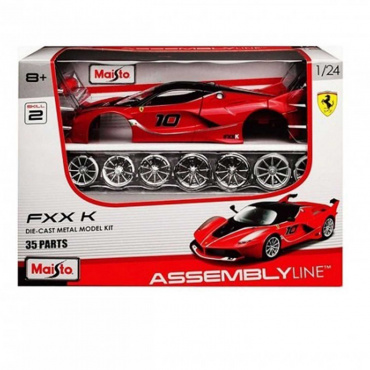 39132 DIY машинка с отверткой die-cast Ferrari FXX K, 1:24, красная с принтом, открывающиеся двери