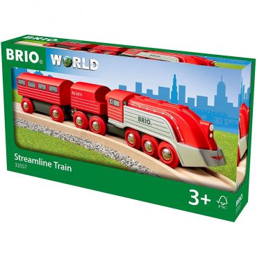 33557 BRIO Игрушка Скорый поезд "Футуристик" с дерев.вагонами,кор.