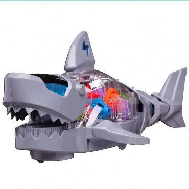 WB-07069 Игрушка Робот-акула элетромеханическая, шестеренки, со световыми эффектами, в коробке