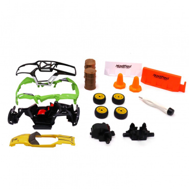 YS0281493 Игрушка Машинка DIY 13 см, металлическая, зелено-желтого цвета с аксессуарами Funky toys
