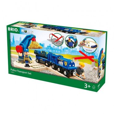 33812 BRIO Игровой набор железная дорога "Полицейский Траспорт" 17 эл., кор.