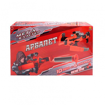 PT-00812 Набор Мегабластер арбалет с 10 мягкими снарядами и 4 большими пулями, в коробке, 46,5x9