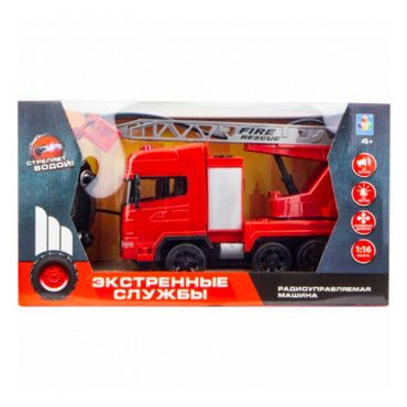 Т17670 Игрушка 1toy Экстренные службы пожарная машина на р/у, 2,4 ГГц, свет, пускает водяную струю