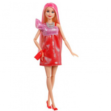 JFY68 Игрушка. Кукла Barbie "Party Unboxed" серии "Бьюти-вечеринка" (красно-розовый)