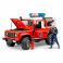 02596 Игрушка из пластмассы Bruder Внедорожник Land Rover Defender Station Wagon Пожарная(+мигалка)