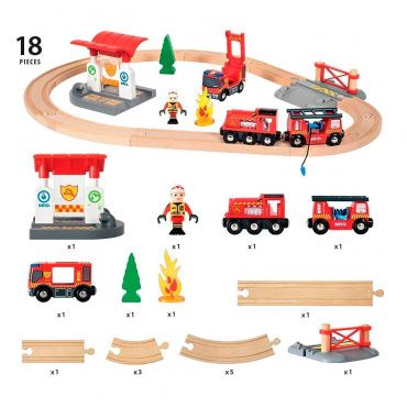 33815 BRIO Игровой набор железная дорога "Пожарная станция", свет, звук 18 эл.