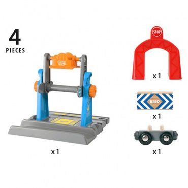 33827 BRIO Smart Tech Тоннель с подъёмным краном 16,9x16,2x11,6 см. (4 элемента), кор. 29х13х20 см.