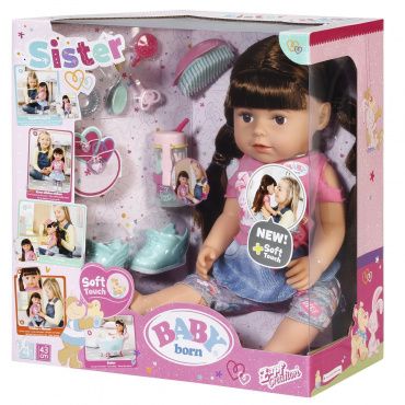 827185 Игрушка Baby born Кукла Сестричка, брюнетка, 43 см, кор.