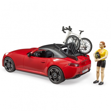 03485 Игрушка из пластмассы Спортивный автомобиль Roadster с фигуркой и велосипедом