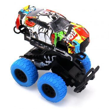 FT8488-1 Игрушка Инерционная die-cast машинка с ярким рисунком, синими колесами Funky toys