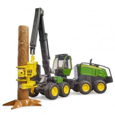 02135 Игрушка из пластмассы Bruder Харвестер John Deere 1270G с бревном