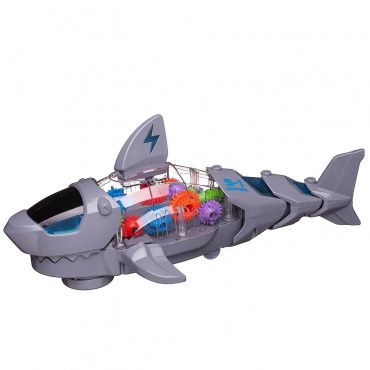 WB-07069 Игрушка Робот-акула элетромеханическая, шестеренки, со световыми эффектами, в коробке