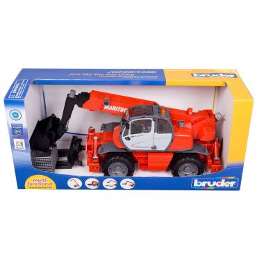 02129 Игрушка из пластмассы Погрузчик колесный Manitou MRT 2150 с телескопическим ковшом