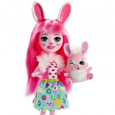 DVH87/FXM73 Кукла Enchantimals Бри Кролик с питомцем, 15 см + 4 см