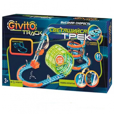G2412-497 Cветящийся автотрек-игрушка с машинкой-перевертышем (3 неон. петли 360°,1 машинка), 91 дет G2412-497 Cветящийся автотрек-игрушка с машинкой-перевертышем (3 неон. петли 360°,1 машинка), 91 дет