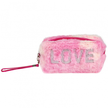 Т24428 Lukky Косметичка плюшевая Lukky Love, 18*10*8см,пакет,бирка