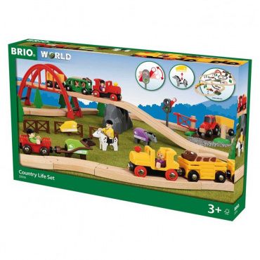 33516 BRIO Игровой набор "Загородная жизнь" с паровозиками без функций,с/х техникой,животными и акс.