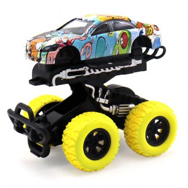 FT8488-6 Игрушка Инерционная die-cast машинка с ярким рисунком, ярко-желтыми колесами Funky toys