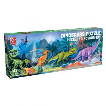 E1632_HP Пазл для детей "Динозавры", светящийся в темноте, 200 элементов, 150 см