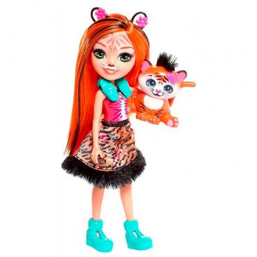 FRH39 Кукла Enchantimals Тэнзи Тигрица с питомцем, 15 см + 4 см