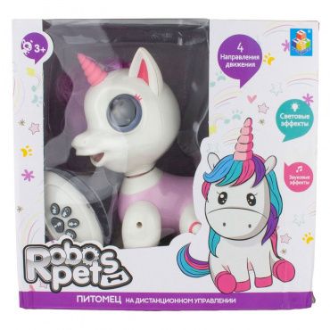 Т17157 1toy игрушка интерактивная Robo Pets Единорог (3*ААА бат.не входят в комплект), ИК пульт