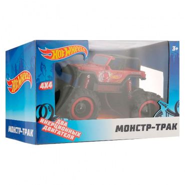 Т14094 Игрушка Hot Wheels монстр-трак фрикционный, 1:16, с амортизаторами, свет. эфф., крас.