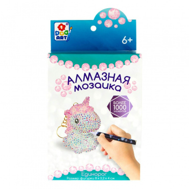 Т22982 1toy Алмазная мозаика. Набор для создания брелока "Единорог", в кор. 21х11х5,5 см