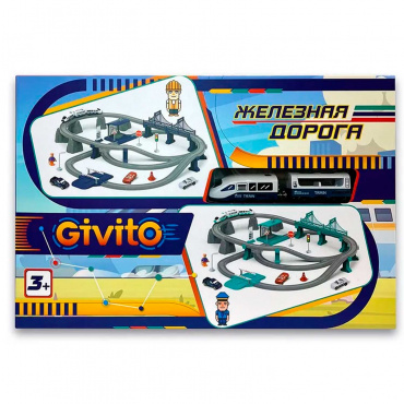 G211-018 Детская железная дорога "Мой город, 103 предмета", на батарейках со светом и звуком (синяя)