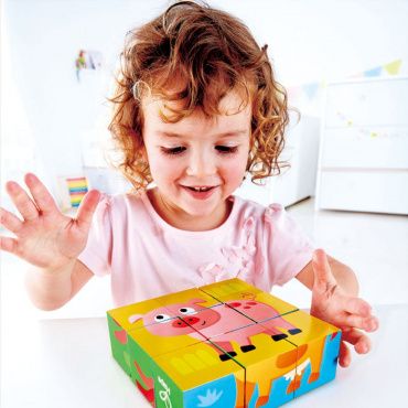 E1618_HP Детские деревянные кубики головоломка "Ферма"