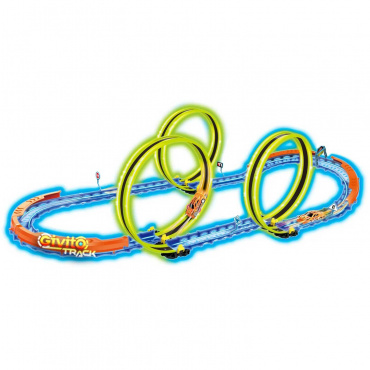 G2412-493 Cветящийся автотрек с машинкой на пульте ИК упр. (3 неоновые петли 360°,1 машинка), 51 дет G2412-493 Cветящийся автотрек с машинкой на пульте ИК упр. (3 неоновые петли 360°,1 машинка), 51 дет