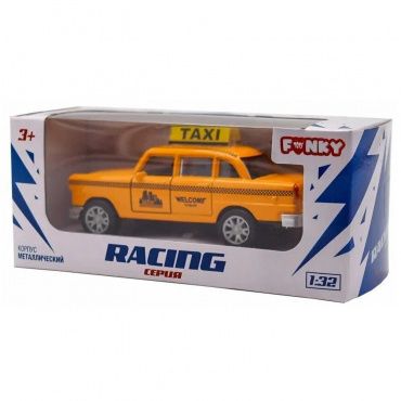 FT61309 Игрушка Машинка die-cast, модель Ретро такси, инерц.,открывающ. двери,желтая,1:32,Funky Toys