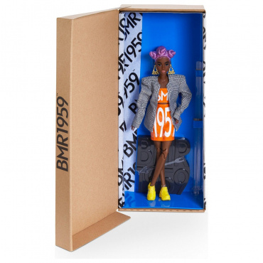 GNC46 Кукла Барби коллекционная, темнокожая в оранжевом платье