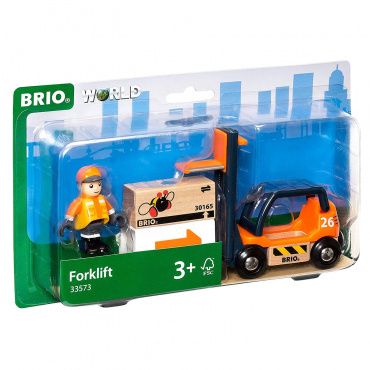 33573 BRIO Игрушка Погрузчик с подъемником и фиг.,11х3х10см,блист.