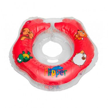 FL001-R Надувной круг на шею для купания малышей Flipper красный