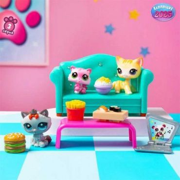 00636_LPS Набор "Обед с друзьями": три фигурки мини-животных с аксессуарами, Littlest Pet Shop