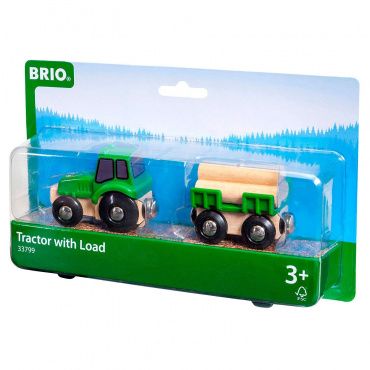 33799 BRIO Игрушка. Трактор с бревнами на магн. и прицепом