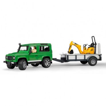 02593 Игрушка из пластмассы Bruder Внедорожник Land Rover Bruder c прицепом и экскаватором