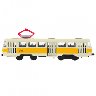 1901013_3 Игрушка Общественный транспорт KiddieDrive, жёлтый, инерционный механизм, свет/звук