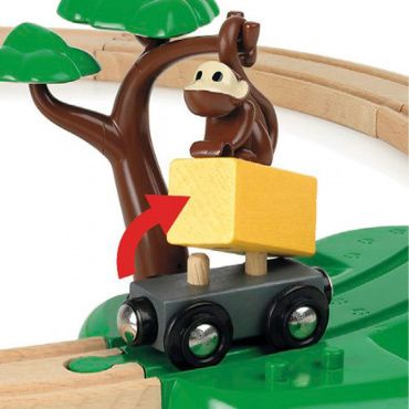 33720 BRIO Игровой набор железная дорога Сафари с мартышкой, паравозик, 17 эл.