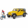 02543 Игрушка из пластмассы Внедорожник Wrangler Rubicon Unlimited c велосипедистом и фигуркой