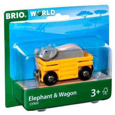 33969 BRIO Игрушка Вагончик со слоном, 2 элемента 8,6х3,4х5 см., кор. 15,3х13,3х4 см