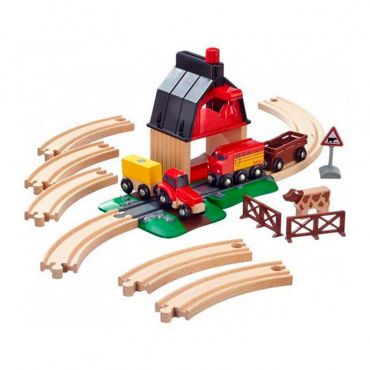 33719 BRIO Игровой набор железная дорога с мини-фермой и кормушкой, кор.