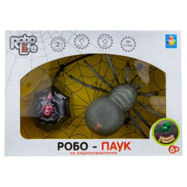 Т19035 1toy RoboLife игрушка Робо-паук (свет, звук, движение, светится в темноте) на РУ