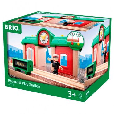 33578 BRIO Набор Звукозапис. ж/д станция на бат.с часами, 23,4х17,5х14,0см,кор.