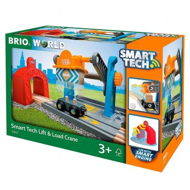 33827 BRIO Smart Tech Тоннель с подъёмным краном 16,9x16,2x11,6 см. (4 элемента), кор. 29х13х20 см.