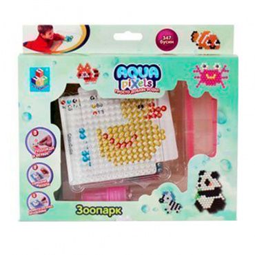 Т15235 1toy Набор для творчества Aqua pixels, 347 дет, "Зоопарк", 19*14.5*3см